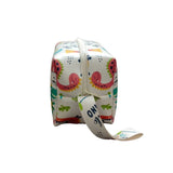A canvas pouch in a dinosaur theme, suitable for stationery use