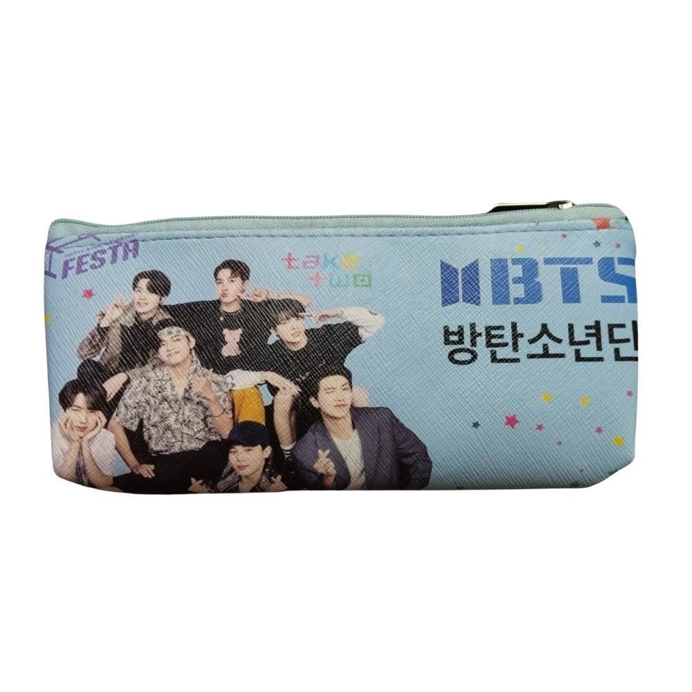 Pencil pouch with 'BTS' logo, stationery item, for long-lasting use