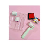 Roller seal stamp set with ink pad for DIY kids, ideal for handle rubber stamp, 2 rollers for sealing, 3+ years age-appropriate stationery