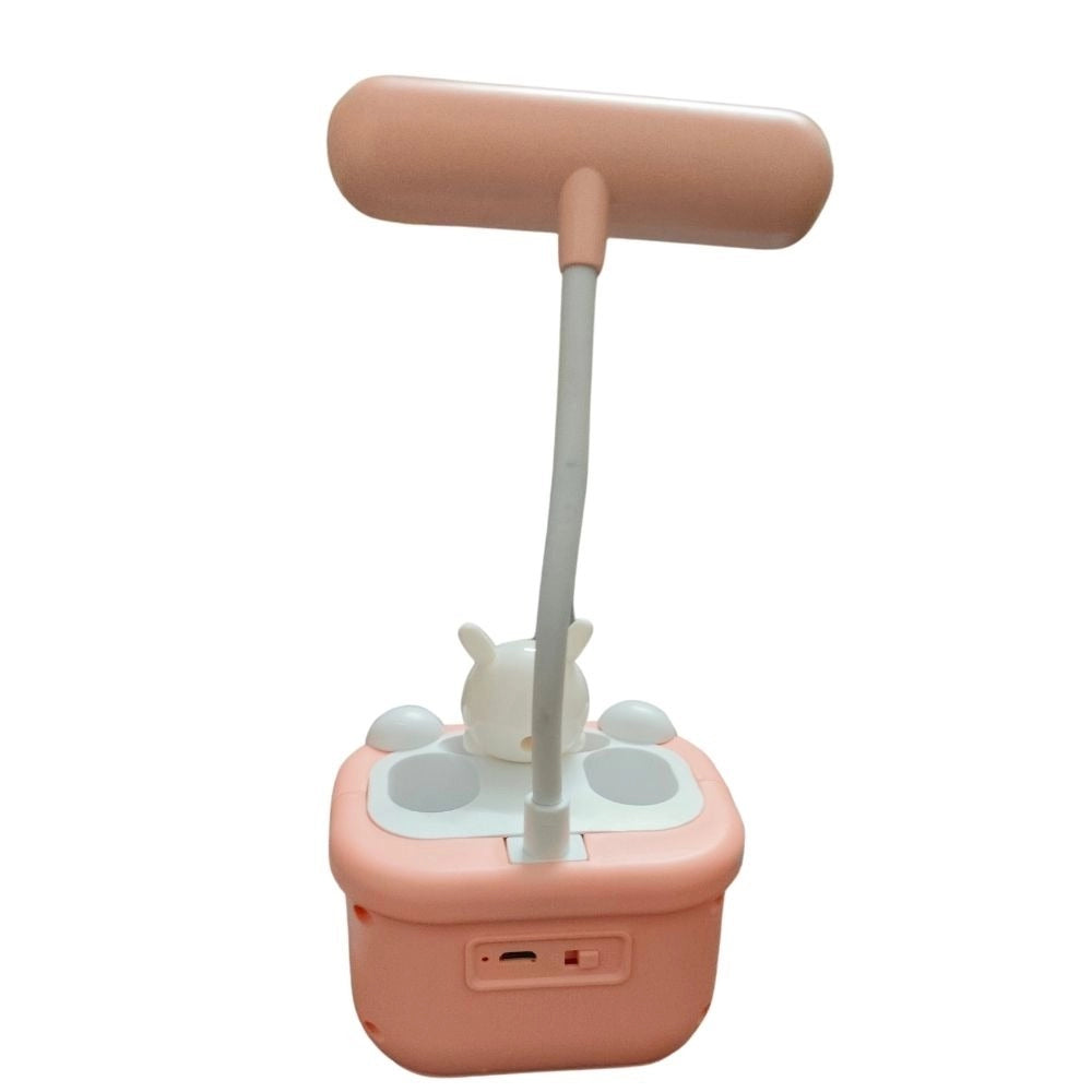 Pink plastic stationery study lamp with adjustable height