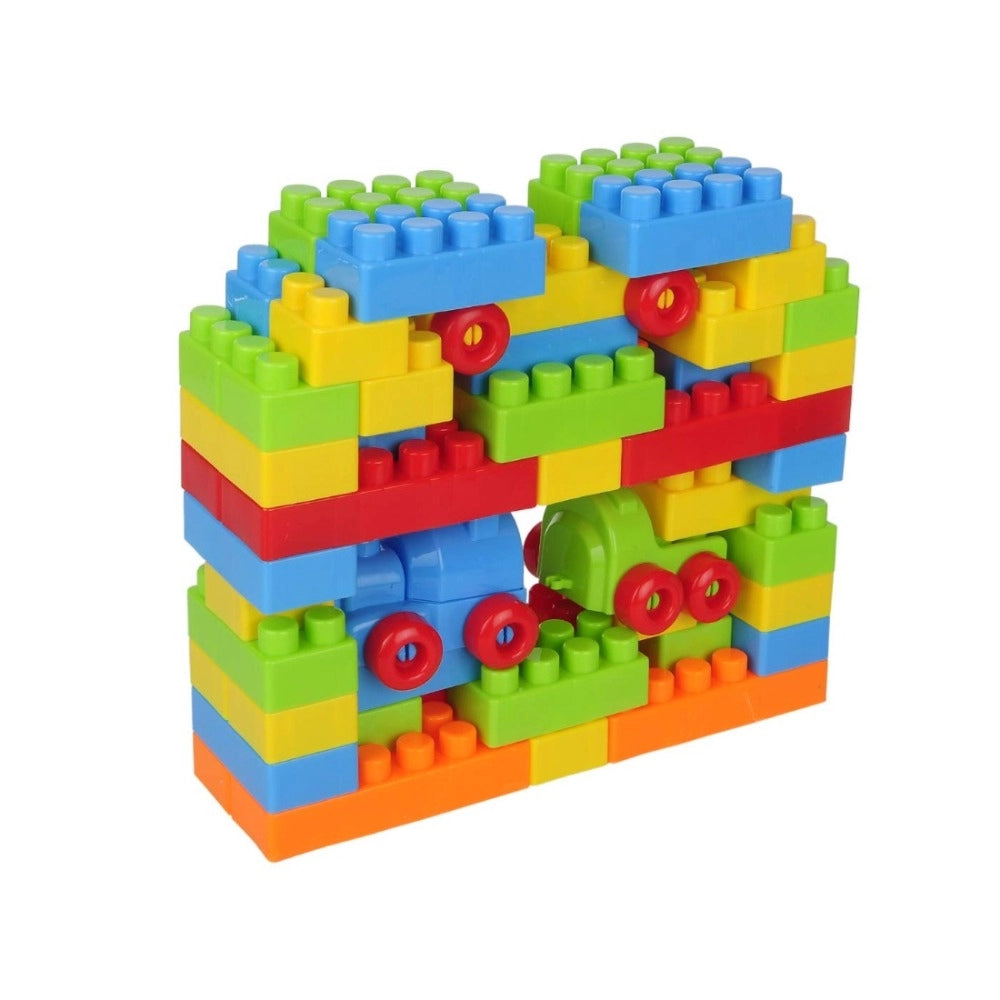 53 Pcs Building Blocks Set - Colorful Plastic Blocks with Red Buttons