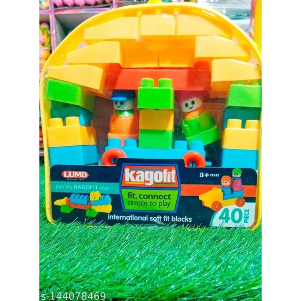40 Pcs Plastic Blocks Set, Colorful, Educational Toys for 3+ Years