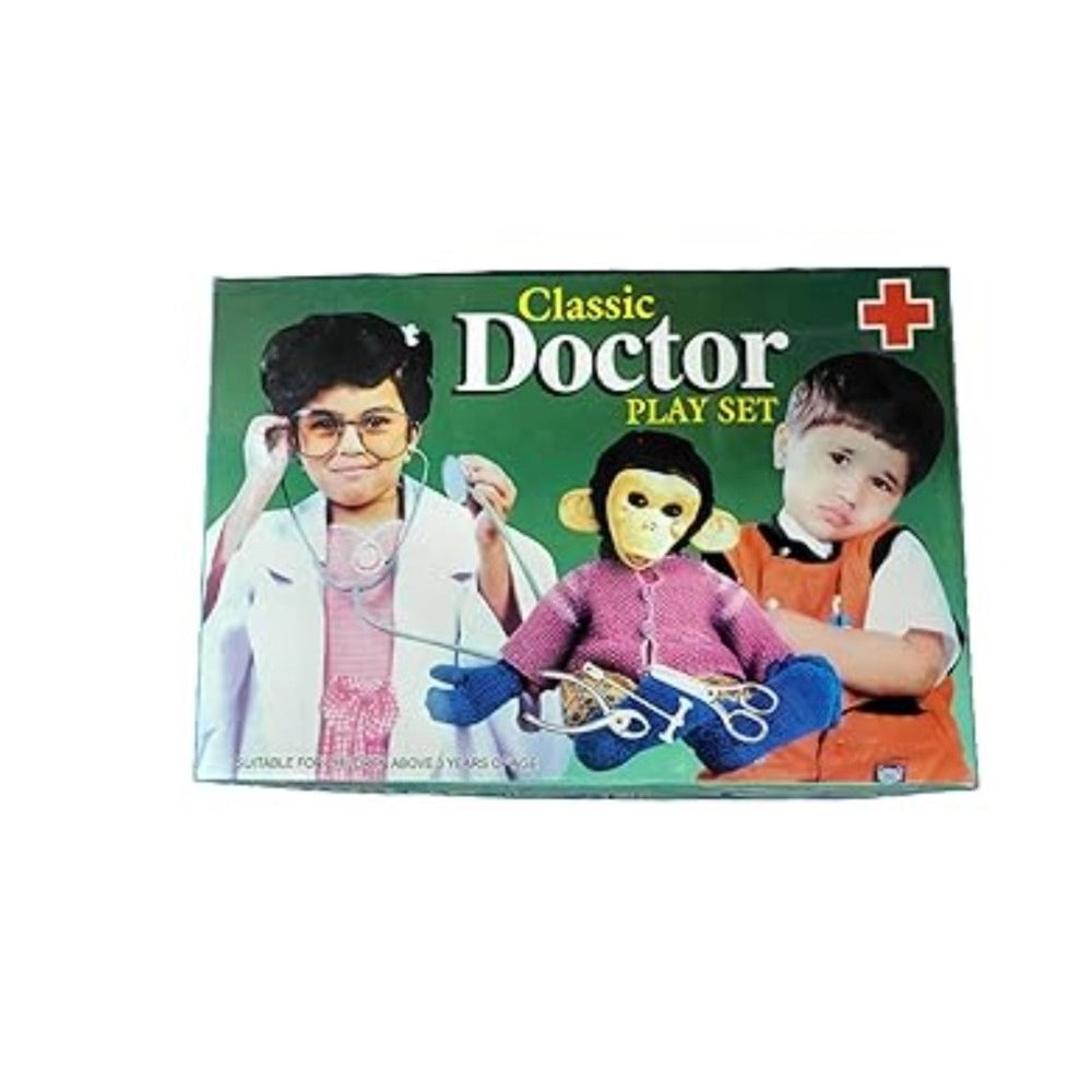 Assorted plastic classic doctor set for 3+ years, fosters empathy & social skills, with stethoscope, thermometer, syringe & more