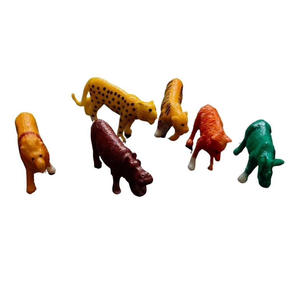 Assorted PVC wild animal toys (6 pcs) for imaginative play at 1+ years