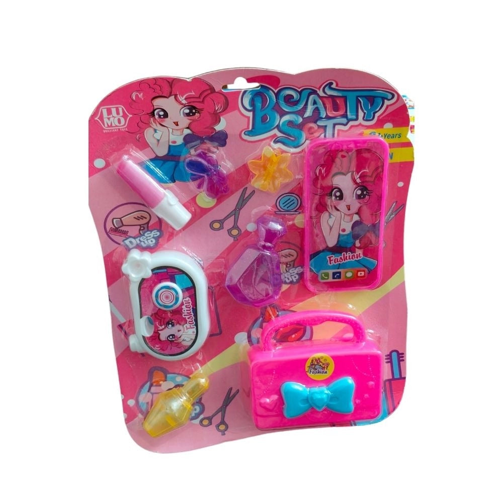 Assorted color plastic beauty make-up role play set for 3+ year old girls, perfect for imaginative play