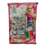 Assorted color rubber Barbie doll with jewelry set, great for kids 1+ years, posable limbs for various poses