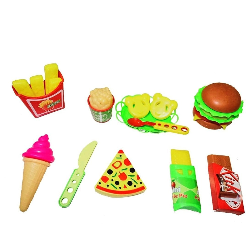 Assorted plastic pizza set for toddler play, enhances creativity and fine motor skills development
