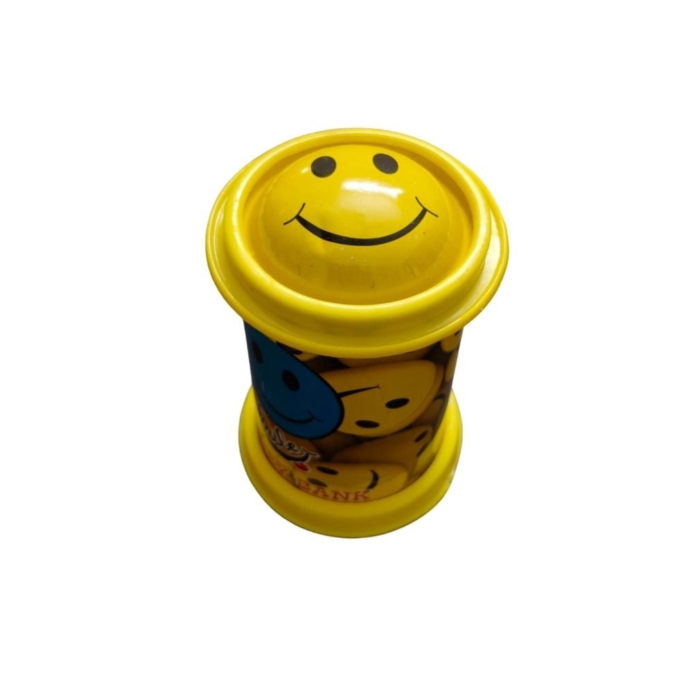 Assorted metal Smiley Bank for kids learning savings, featuring a lock and two keys