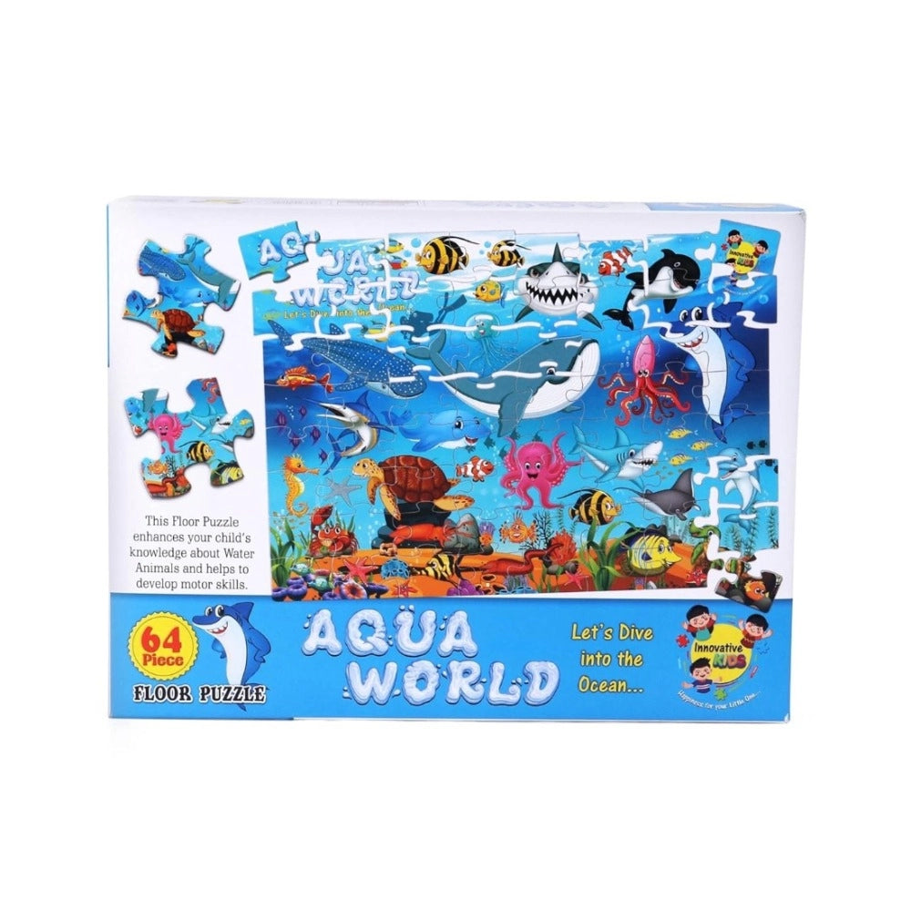 Assorted aqua world cardboard puzzle, educational toy for kids aged 4+, enhancing cognitive, motor, and creativity development