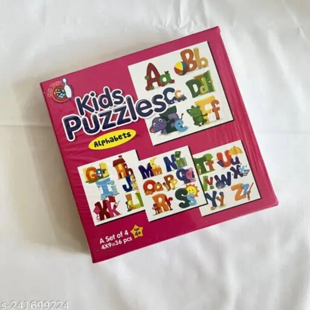 Assorted cardboard Alphapet puzzles, 4-piece educational set for kids aged 4+, promoting development, focus, and skill enhancement
