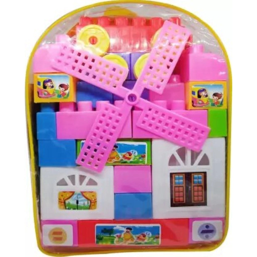 Assorted color, plastic Fan Building Blocks for educational play - develops hand-eye coordination, motor skills, & early learning