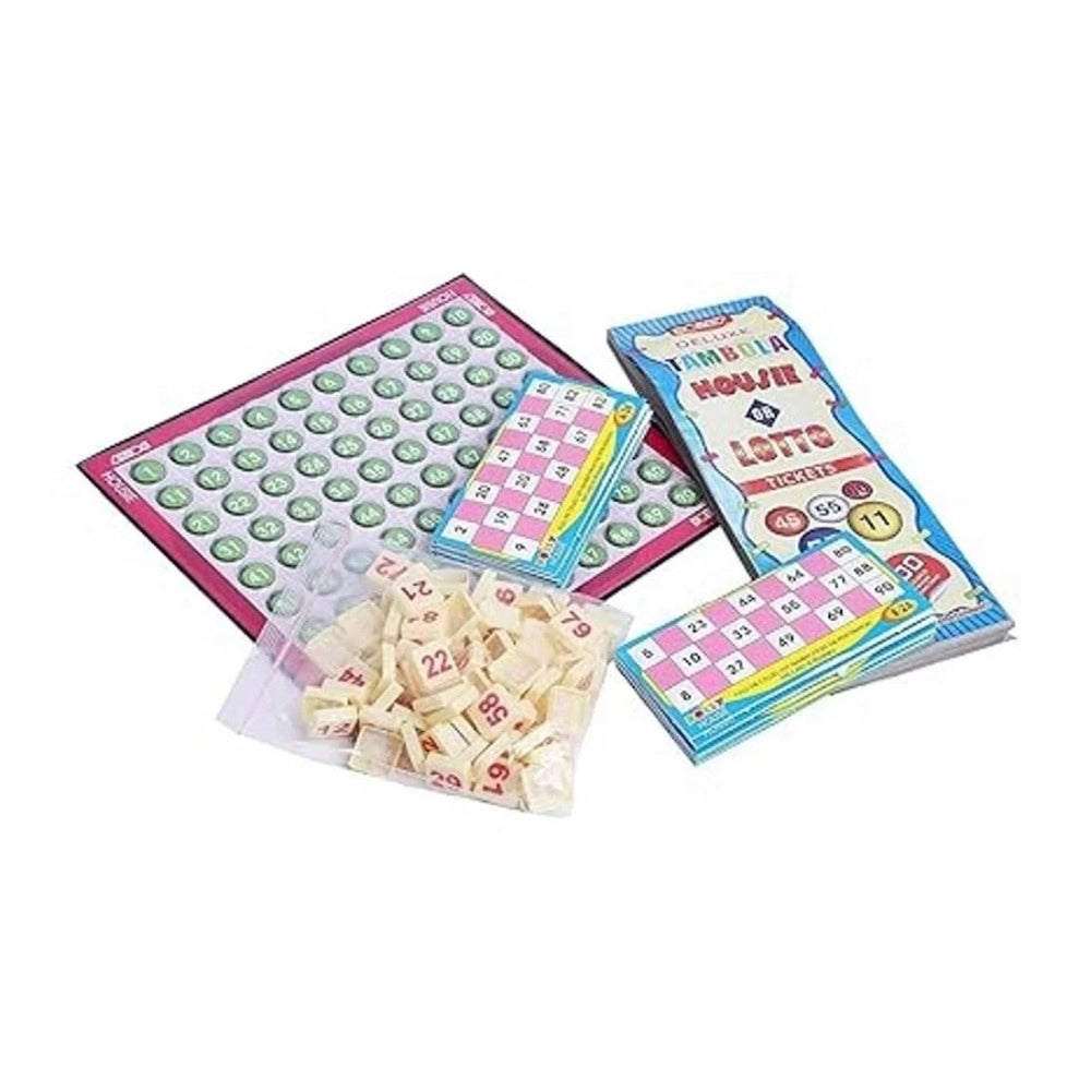 Assorted paper & plastic Housie play set for families, expands logic skills and entertains parties aged 5+ years