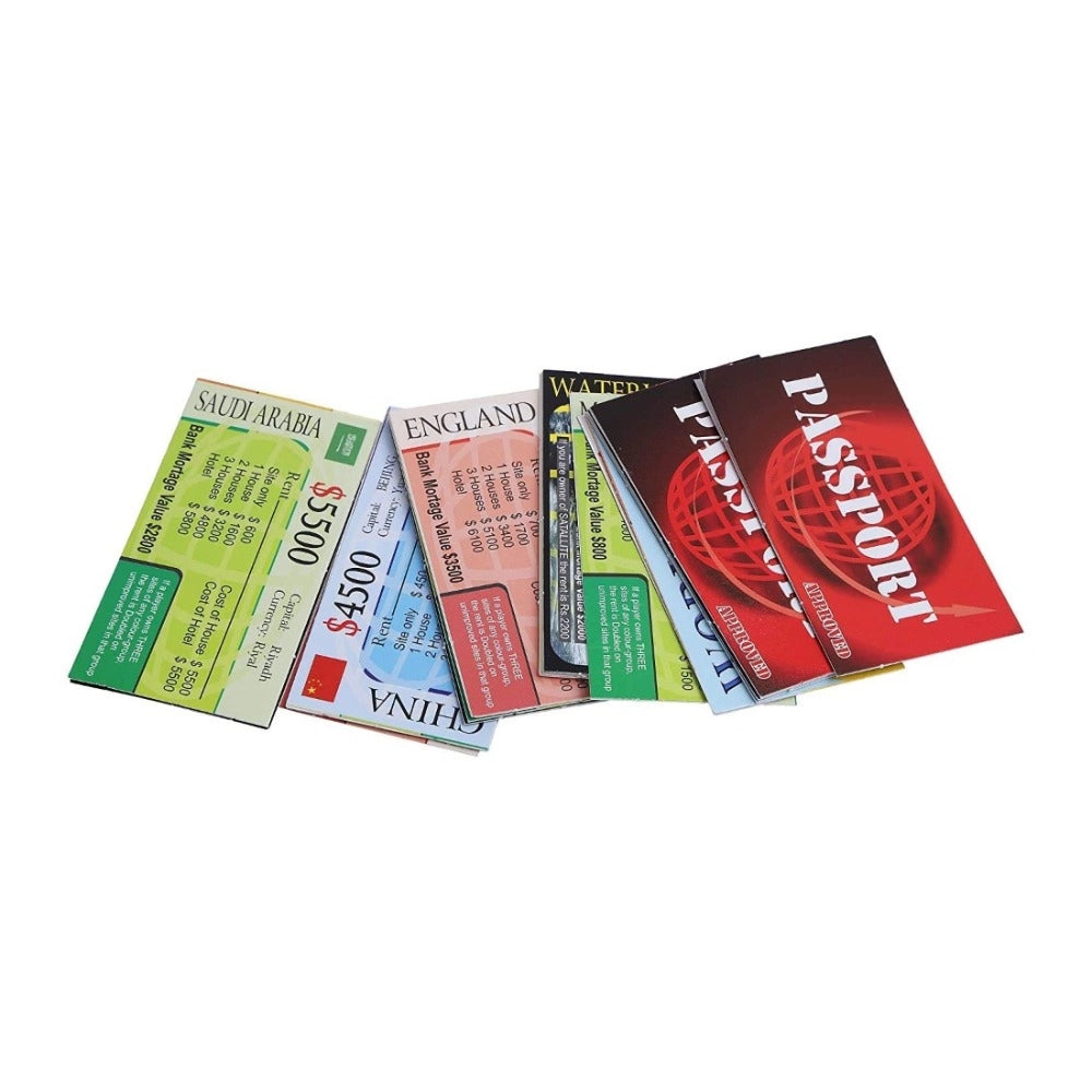 Assorted color cardboard board game - International Business. Adult supervision suggested for 5+ year-old players