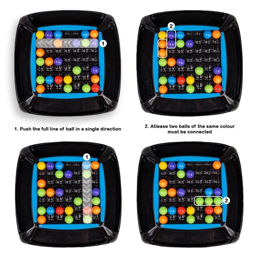Assorted color plastic Double Trouble game for kids aged 5+, strategically connecting balls of the same color