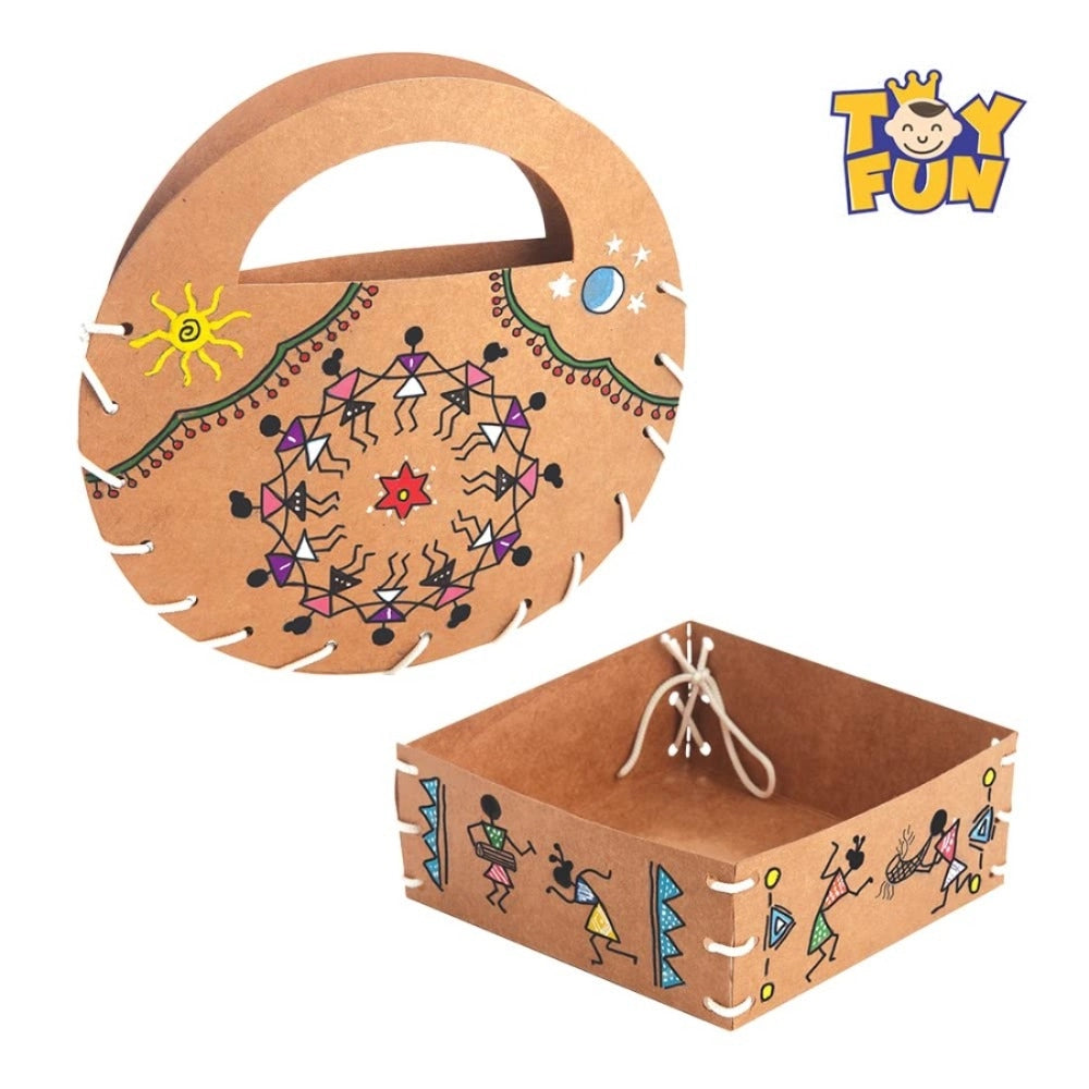 Assorted cardboard Indian art toys, fostering creativity and cultural awareness in children aged 5+ years