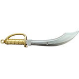 Silver plastic toy knife model with golden guard, stationery set.