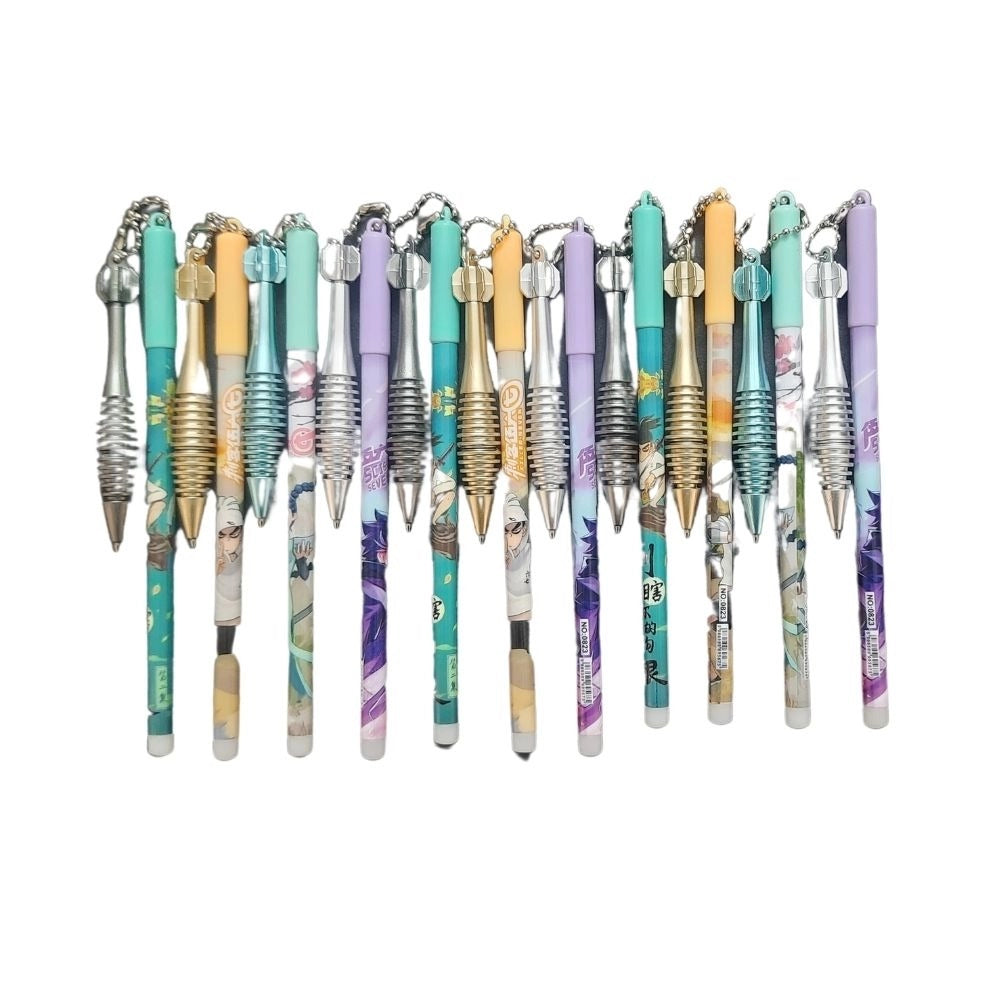 Assorted color plastic double pen for stationery use, easy operation with cap covering blade