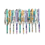 Assorted color plastic double pen for stationery use, easy operation with cap covering blade