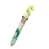 Multicolor ink ballpoint pen with cartoon unicorn design, 10 pieces per pack