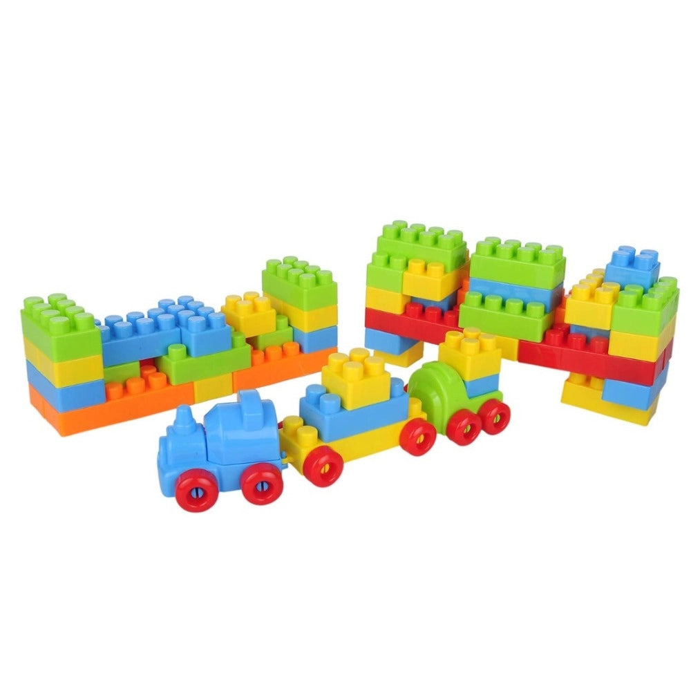 Colorful plastic building blocks set, 53 pieces, educational toys for kids.