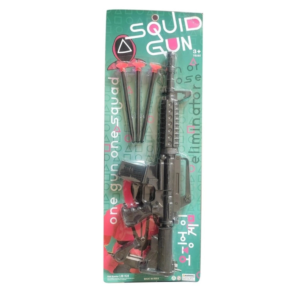 Assorted-color plastic squid gun for kids aged 3+, ideal for ball shooting play