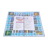 Assorted cardboard International Business Board Game for kids, enhances math skills. 1 playing board, 2 dice, 24 houses, 26 property cards, 4 passports, 4 credit cards & plastic dollars - suitable for 5+ years