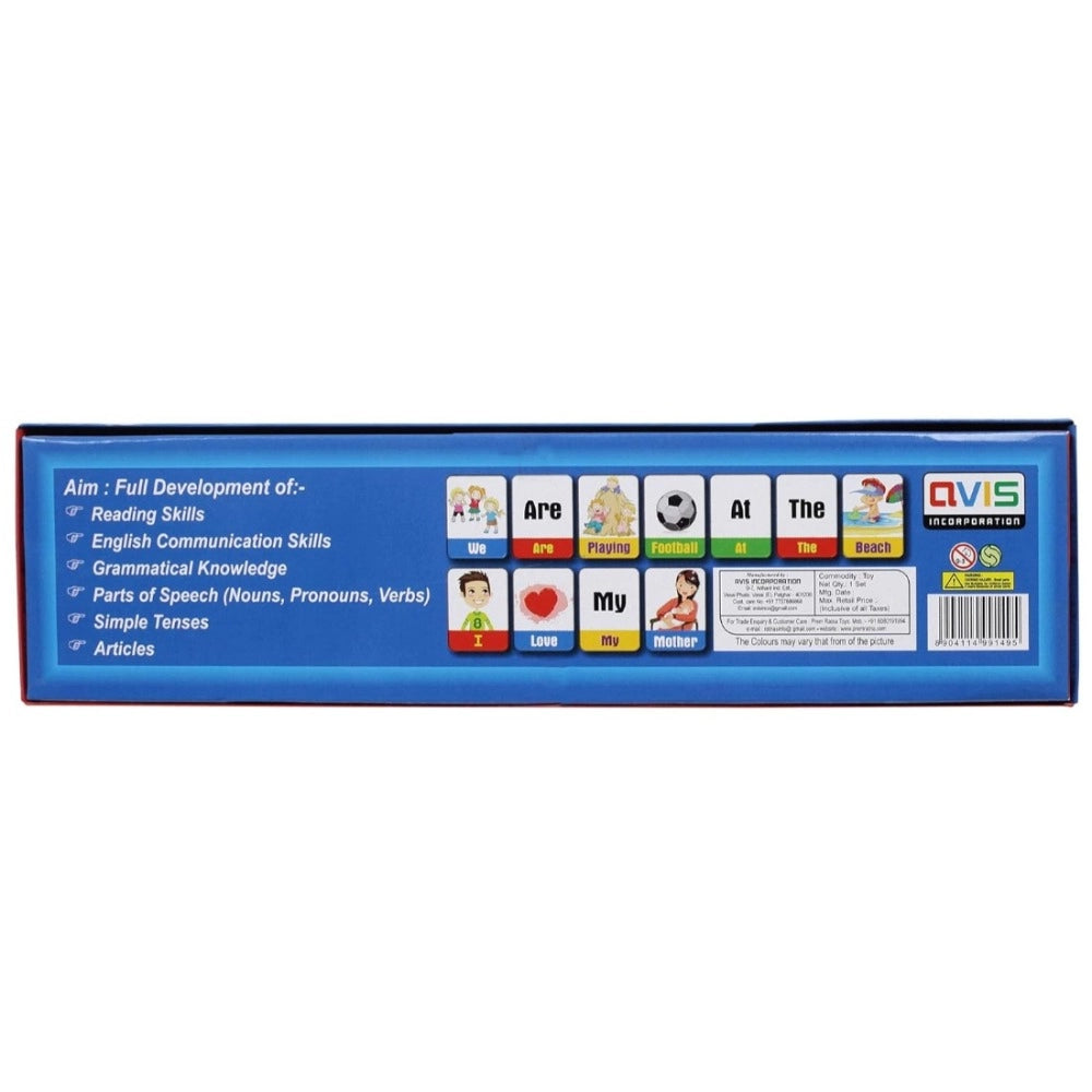 Assorted cardboard Sentence Master with 90 educational cards for 5+ years, teaching English grammar basics (nouns, tenses, parts of speech)