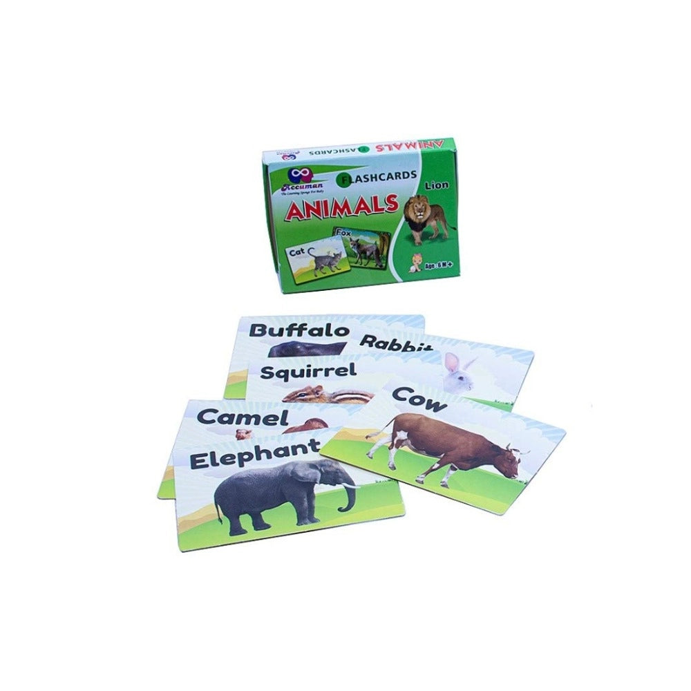 Assorted plastic flash card-animals for educational toys, 6+ months. Fun learning tool for children." (125 characters)
