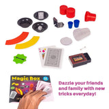 Assorted cardboard & plastic Magician Tricks Magic Box for educational fun (3+ yrs). Improves fine motor skills, concentration, visual skills, hand-eye coordination, and logical thinking