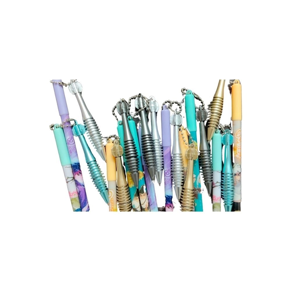 Double pen with spiral grip, made of plastic, in black color. Stationery item with over 5 years durability