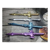 Metallic blue & silver sword pen, plastic novelty stationery set, 5+ years old. 255346