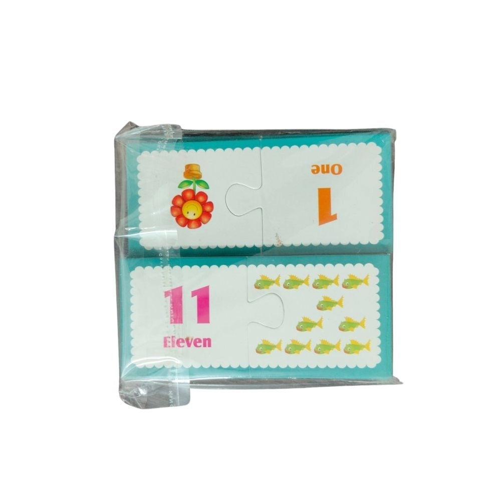 Assorted cardboard number puzzle for educational play, suitable for 3+ years