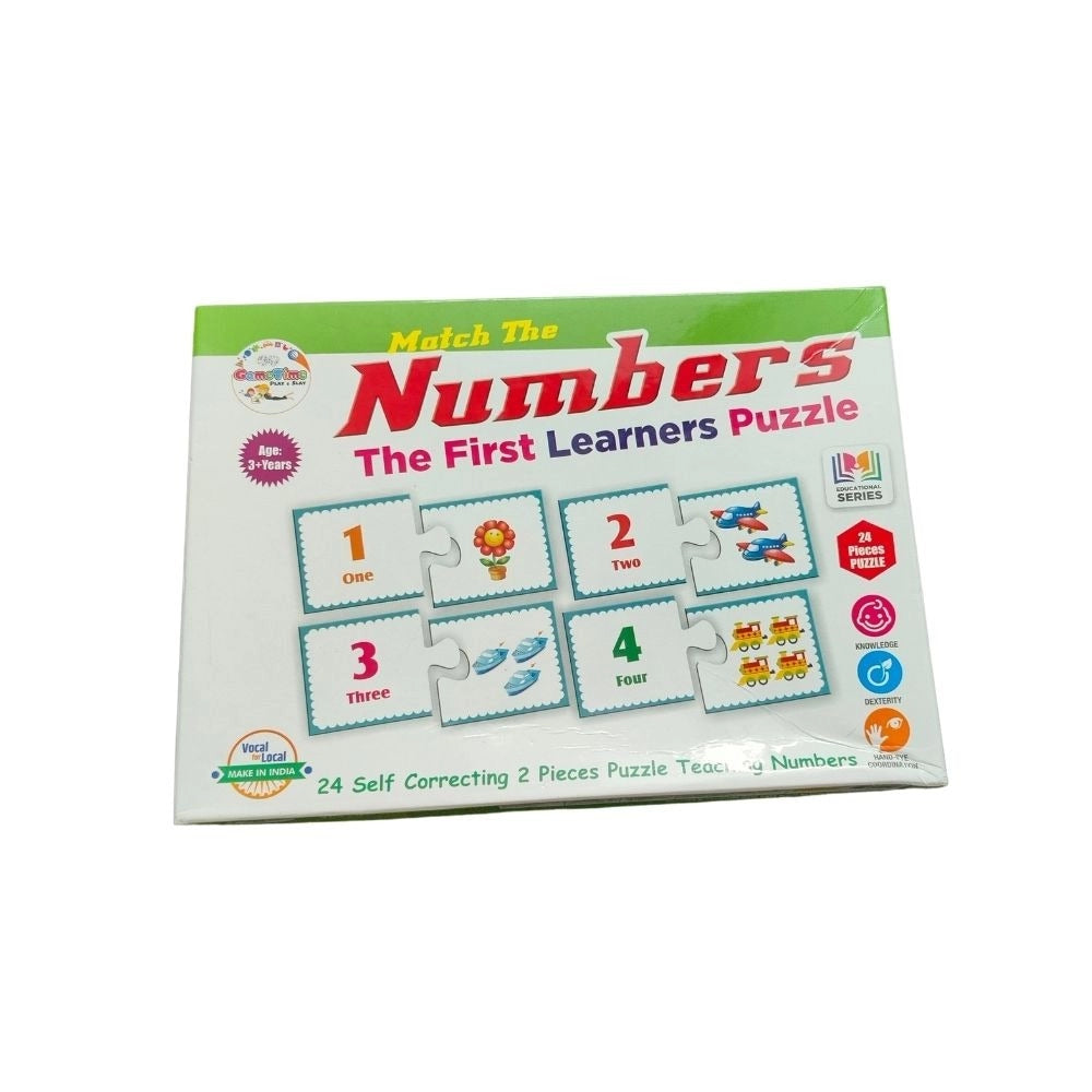 Assorted cardboard number puzzle for educational play, 3+ years. Colorful creations on magnetic canvas, ideal for group fun
