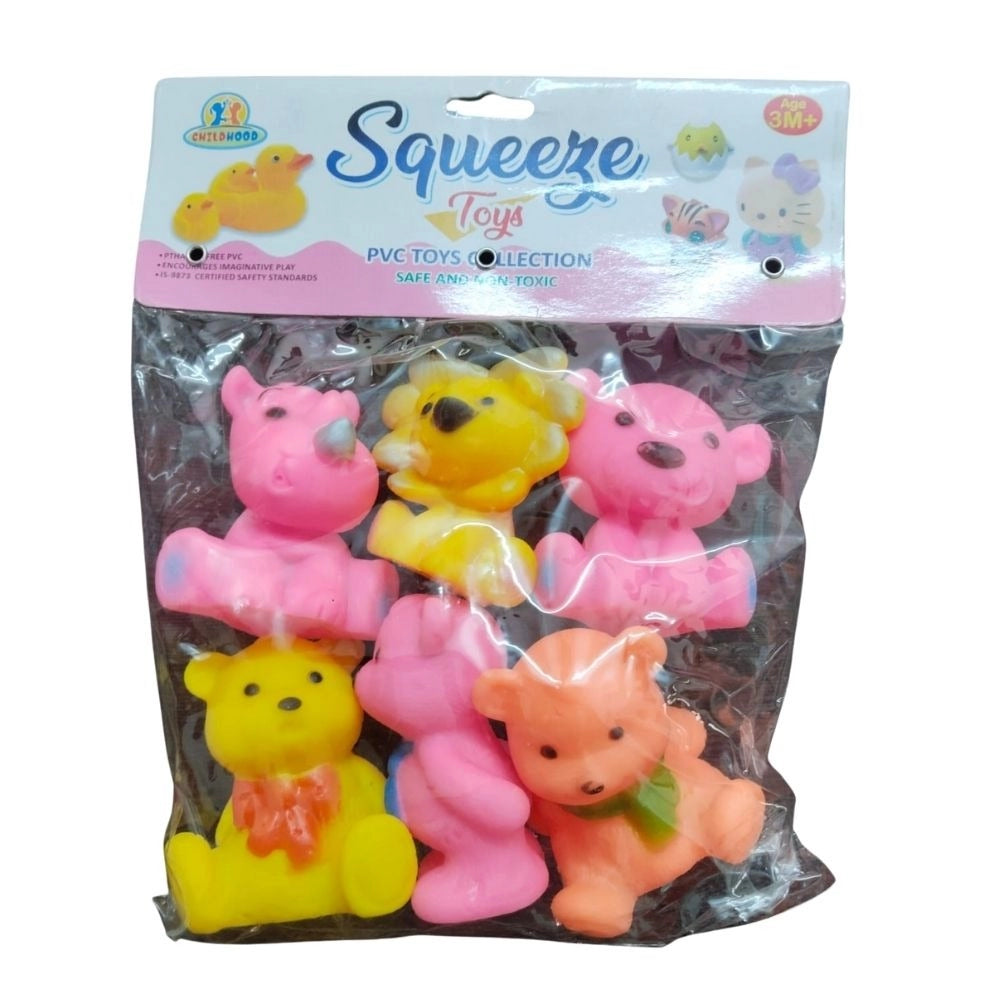Assorted rubber Bears & Dogs Chu Chu toys for 6+ months, enhances sensory development during bath time