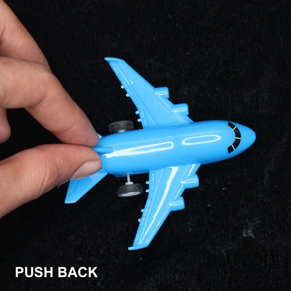 Assorted plastic pull-back airplane toy for kids aged 3+, perfect for pretend play and home decor