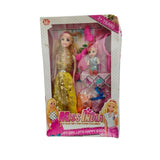 Assorted color plastic Barbie doll Miss India set with crown and fashion accessories for 1+ years