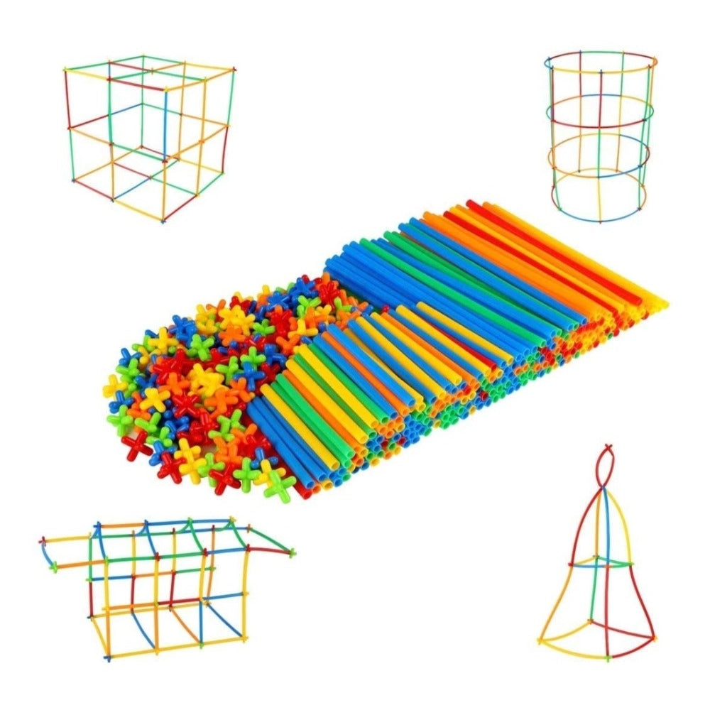 Assorted color plastic pipe block set for 3+ years, fostering engineering, construction, and critical thinking skills in early learning and play