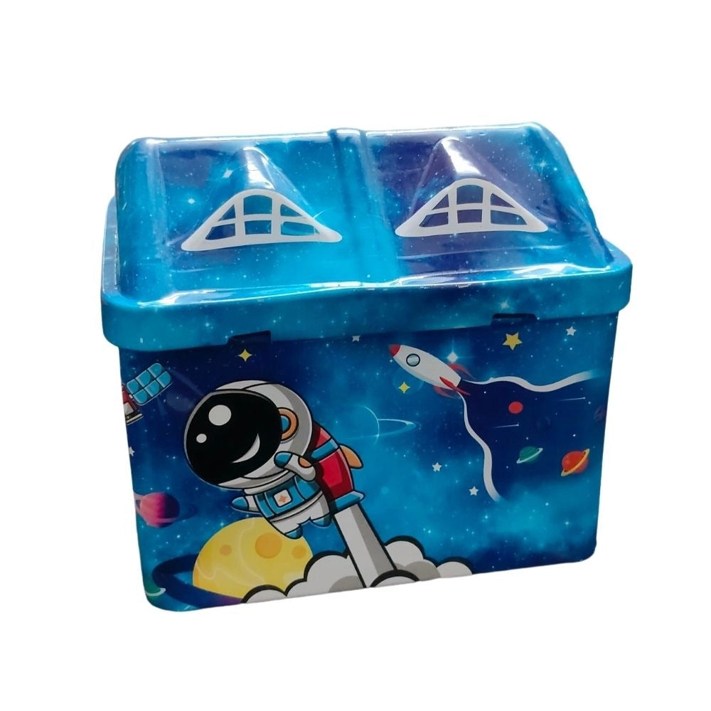 Assorted metal house bank toy for kids 1+ years, imparts savings values, includes lock and key