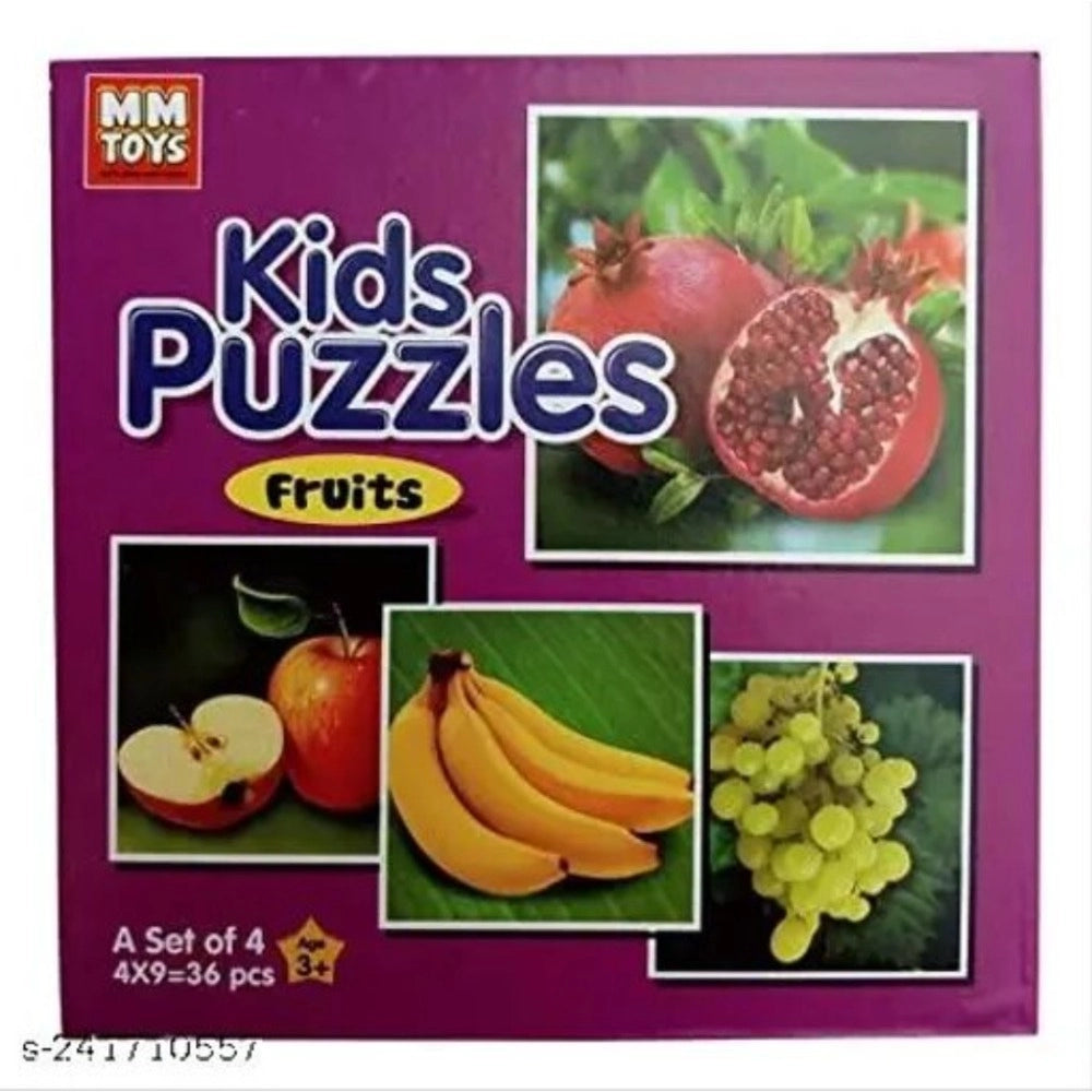 Assorted cardboard 4_Pcs Fruits Puzzle set, educational toy for 4+ years, enhances focus and learning