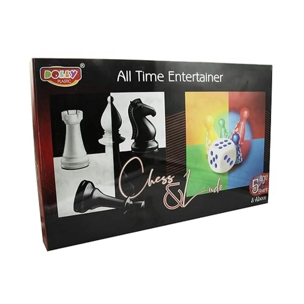 Assorted paper-plastic chess & ludo board game set for 2+ players; perfect for family fun, strategy, and learning numbers & math skills