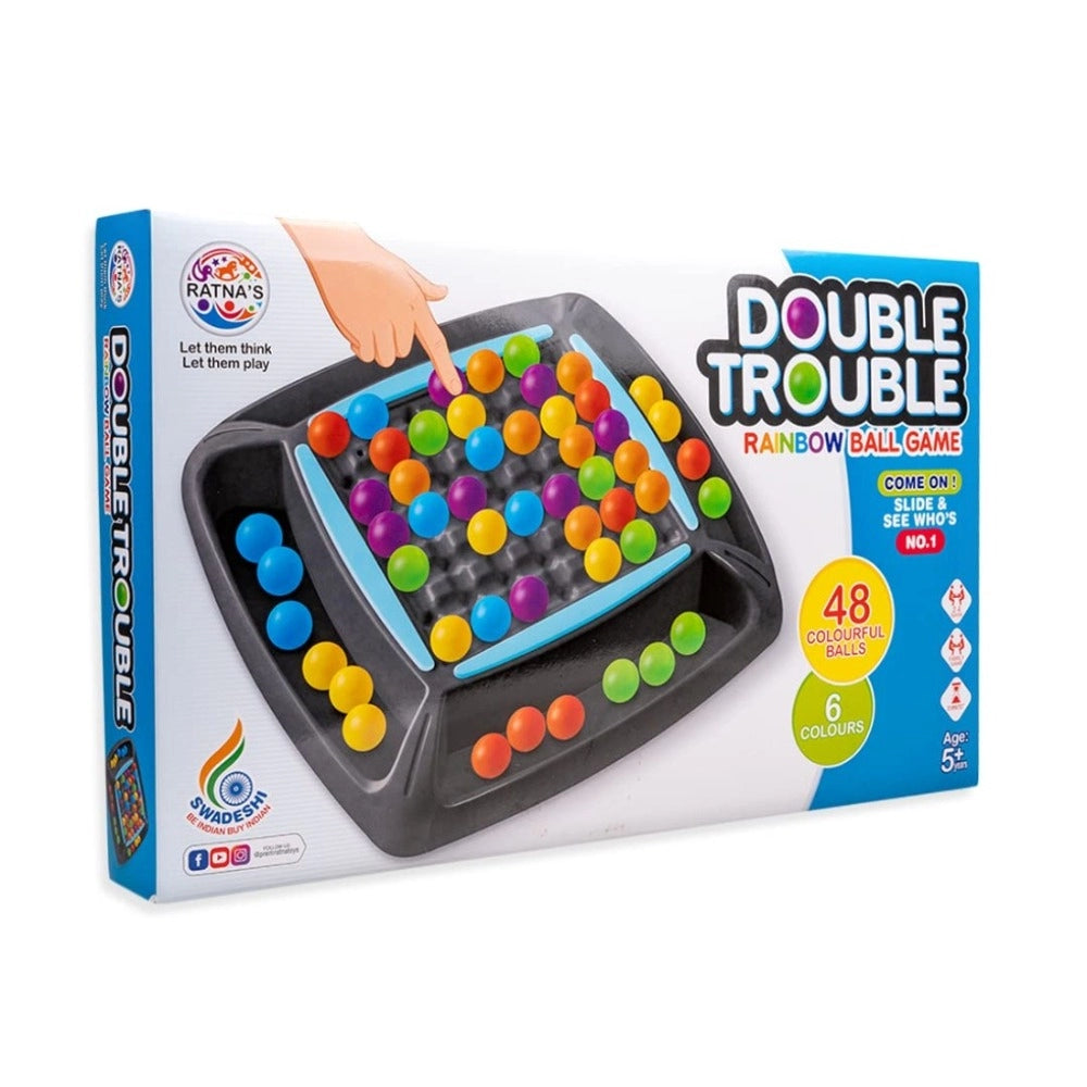 Assorted color plastic Double Trouble Game for 5+ years, strategically connect balls on toy tray