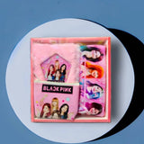 3-in-1 Black Pink BTS Stationery Set, Soft Fur, Pouchs, Dairy, Pink
