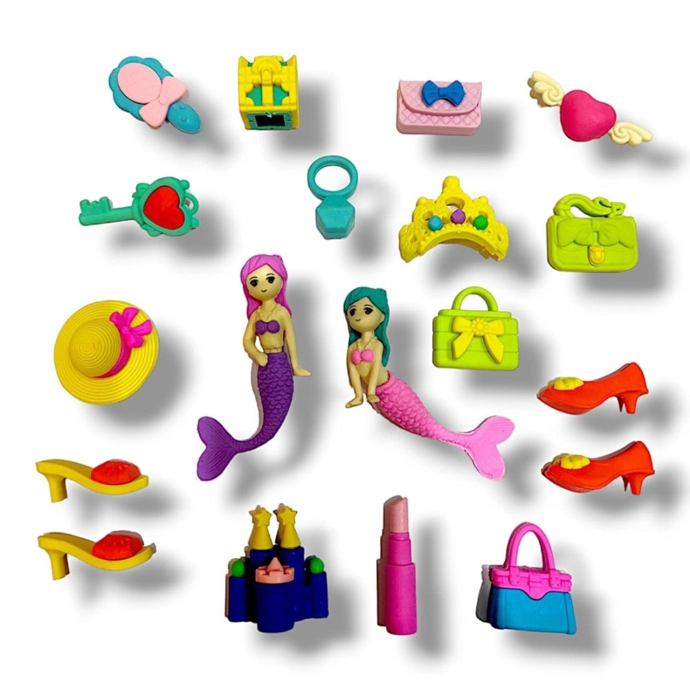 Mermaid Erasers Set - Rubber, Multicolored Stationery for Children Ages 5 and Up