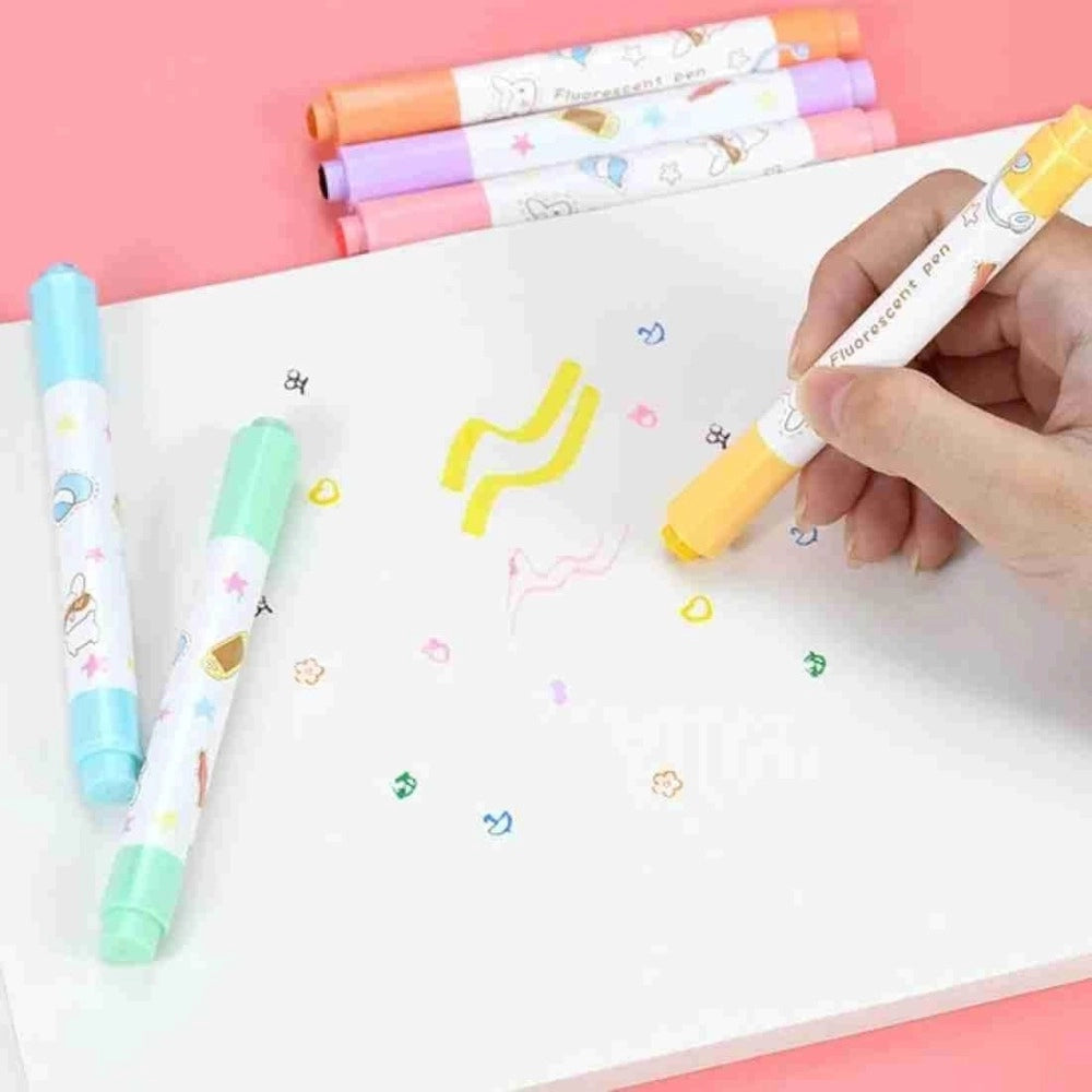Assorted plastic 2-in-1 stamper marker pen set for diverse mark and writing lines, suitable for stationery users over 3 years