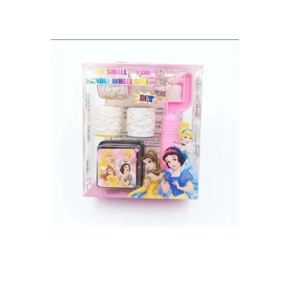 Roller seal stamps - 2 rolls, handle rubber stamp, ink pad, stationery, kids, DIY