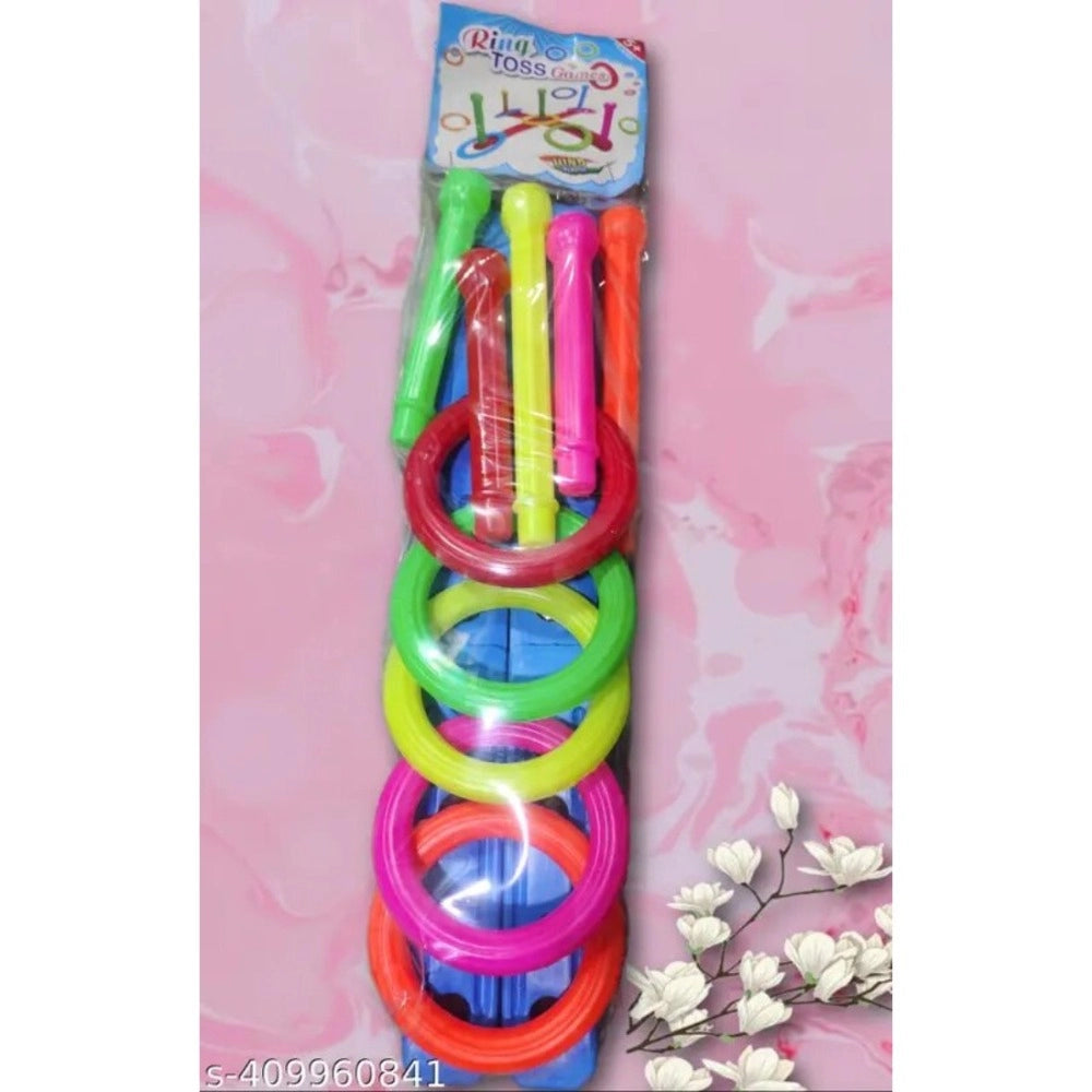 Assorted color plastic ring toss toy for outdoor play (5+ years), enhances accuracy, coordination & balance