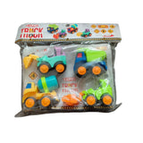 Assorted plastic truck construction toys for 1+ year olds, promoting hand-eye coordination and imaginative play