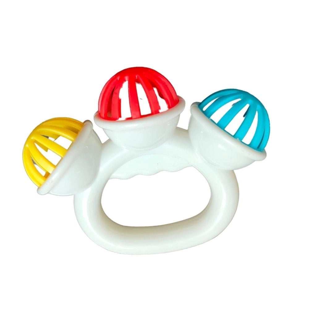 Assorted color BPA-free plastic rattle set for babies 3+ months, strengthens sensory skills and soothes with sweet sounds