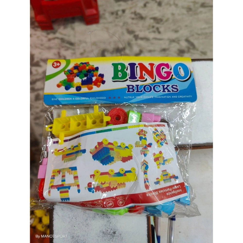 Assorted plastic bingo block set for kids aged 3+, building creativity and cognitive development