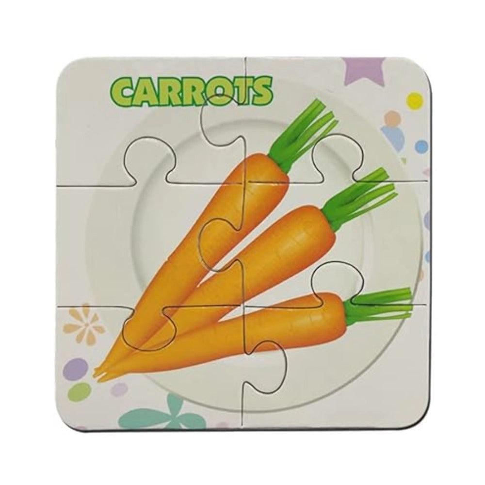 Assorted cardboard vegetable puzzles for educational play (3+ years), promoting logical thinking and eye-hand coordination